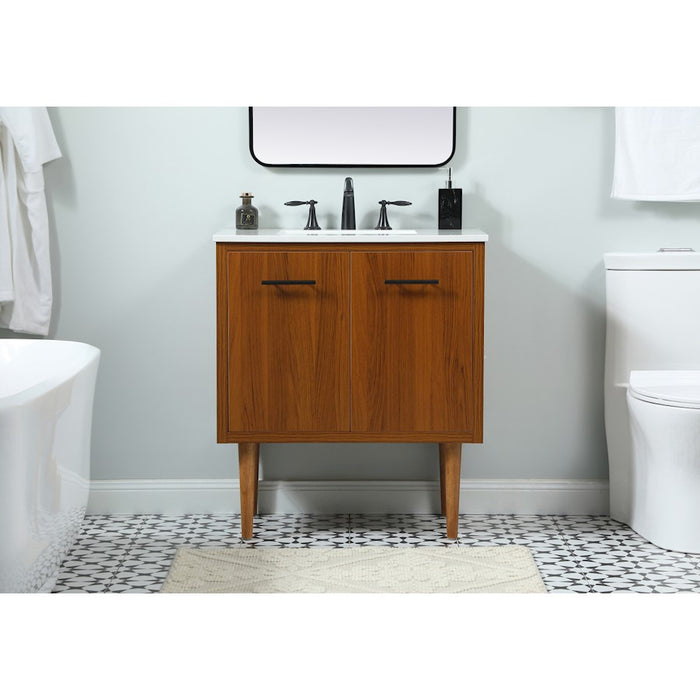 Elegant Kitchen/Bath Cyrus 30" Single Bathroom Vanity, Teak