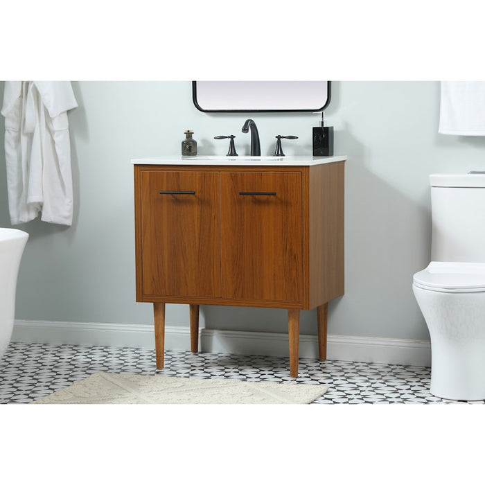 Elegant Kitchen/Bath Cyrus 30" Single Bathroom Vanity, Teak