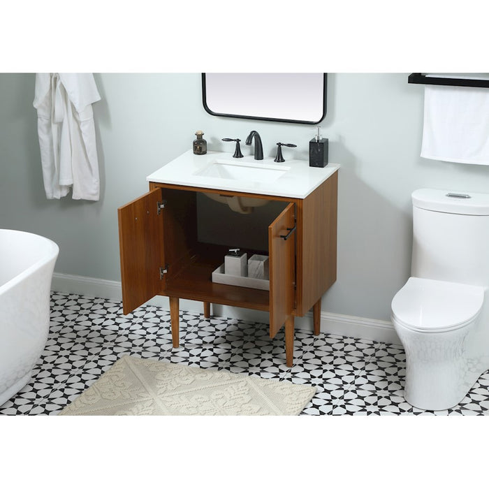 Elegant Kitchen/Bath Cyrus 30" Single Bathroom Vanity, Teak