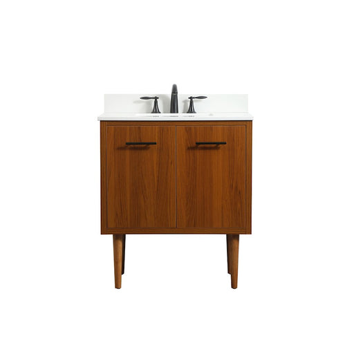 Elegant Cyrus 30" Single Bathroom Vanity, Teak/Backsplash - VF48030MTK-BS
