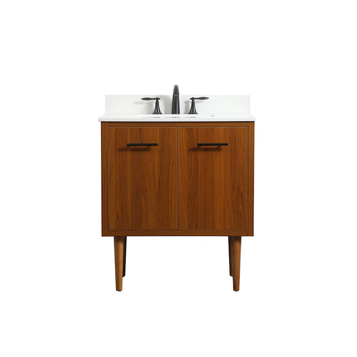 Elegant Cyrus 30" Single Bathroom Vanity, Teak/Backsplash - VF48030MTK-BS