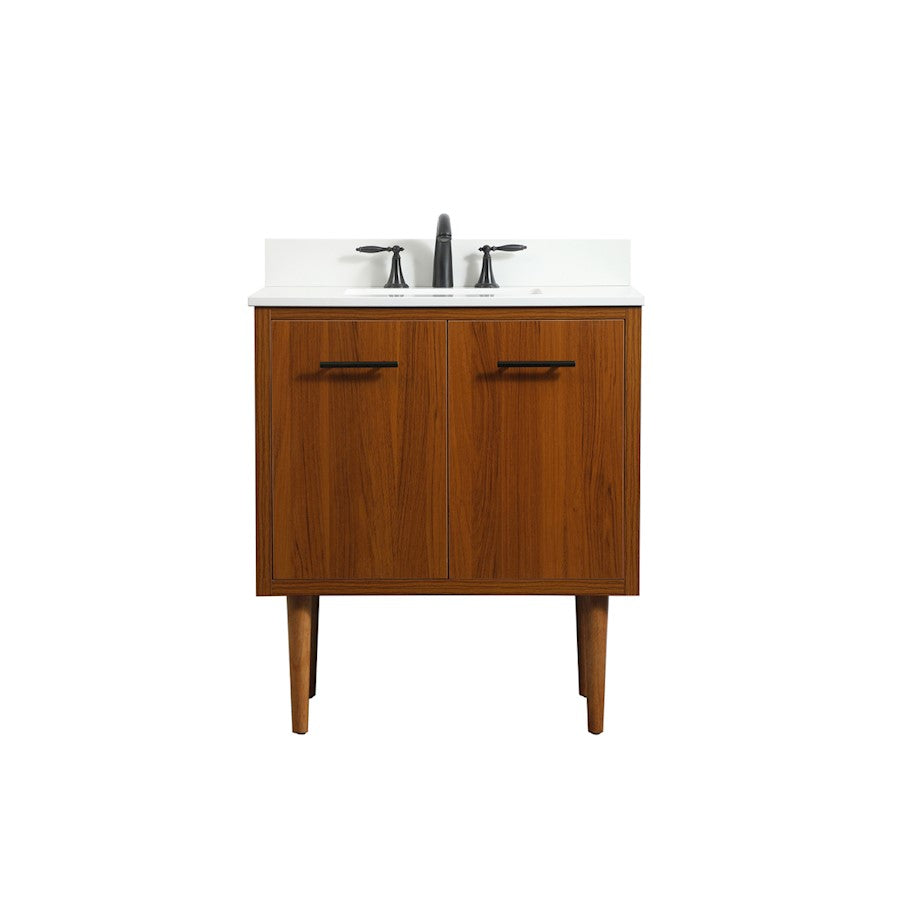 Elegant Cyrus 30" Single Bathroom Vanity, Teak/Backsplash - VF48030MTK-BS