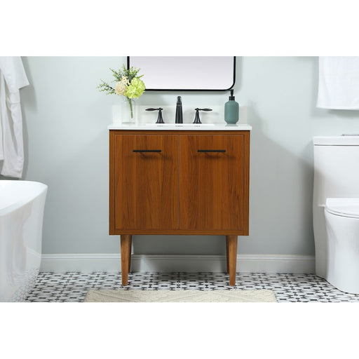 Elegant Cyrus 30" Single Bathroom Vanity, Teak/Backsplash