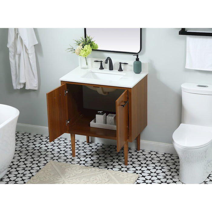 Elegant Cyrus 30" Single Bathroom Vanity, Teak/Backsplash