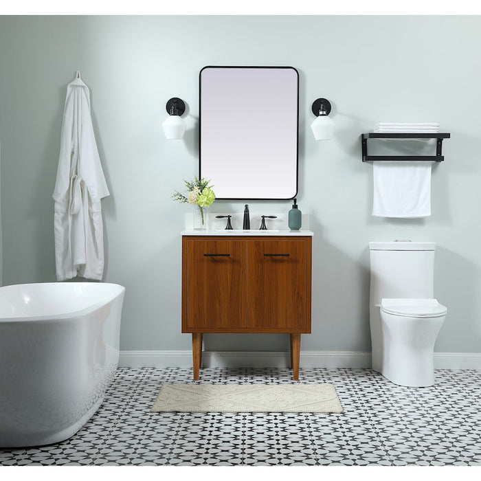 Elegant Cyrus 30" Single Bathroom Vanity, Teak/Backsplash