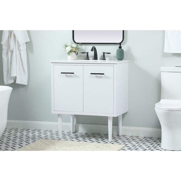 Elegant Kitchen/Bath Cyrus 30" Single Bathroom Vanity, White