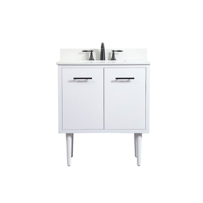 Elegant Cyrus 30" Single Bathroom Vanity, White/Backsplash - VF48030MWH-BS