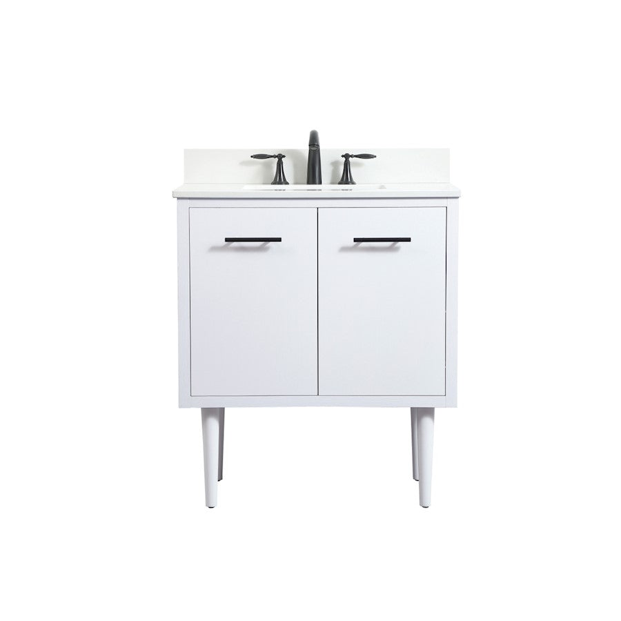 Elegant Cyrus 30" Single Bathroom Vanity, White/Backsplash - VF48030MWH-BS