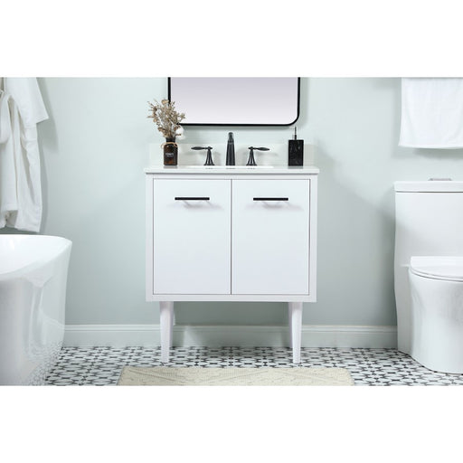 Elegant Cyrus 30" Single Bathroom Vanity, White/Backsplash