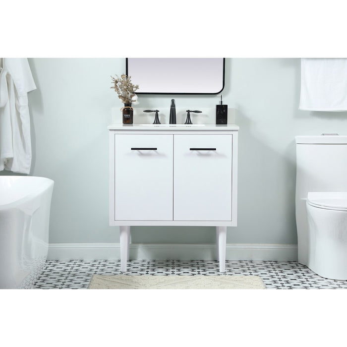 Elegant Cyrus 30" Single Bathroom Vanity, White/Backsplash