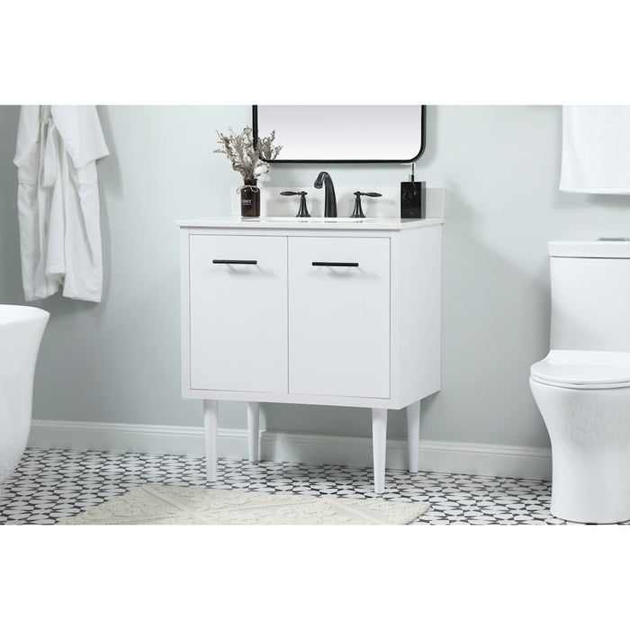 Elegant Cyrus 30" Single Bathroom Vanity, White/Backsplash