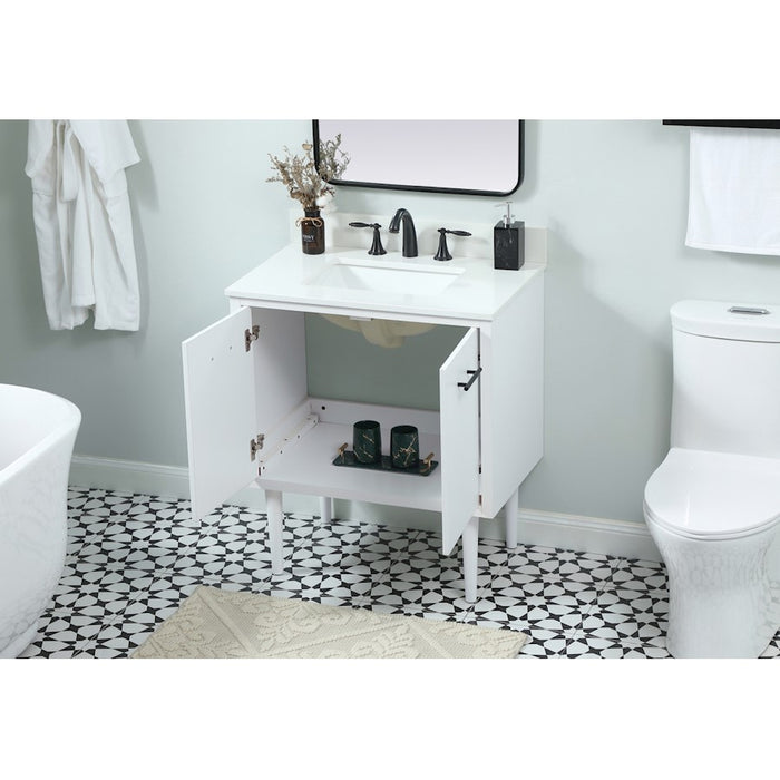 Elegant Cyrus 30" Single Bathroom Vanity, White/Backsplash