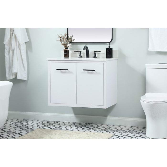 Elegant Cyrus 30" Single Bathroom Vanity, White/Backsplash