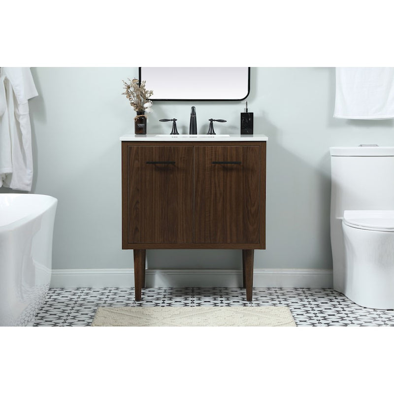 Elegant Kitchen/Bath Cyrus 30" Single Bathroom Vanity, Walnut