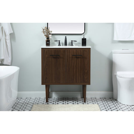 Elegant Kitchen/Bath Cyrus 30" Single Bathroom Vanity, Walnut