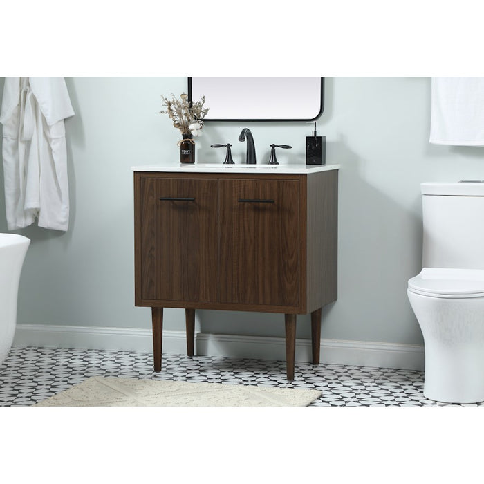 Elegant Kitchen/Bath Cyrus 30" Single Bathroom Vanity, Walnut