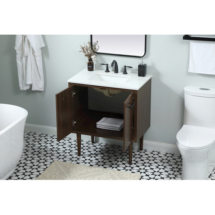 Elegant Kitchen/Bath Cyrus 30" Single Bathroom Vanity, Walnut