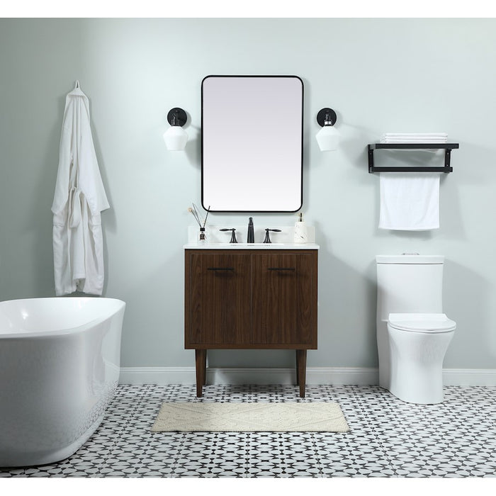 Elegant Kitchen/Bath Cyrus 30" Single Bathroom Vanity, Walnut