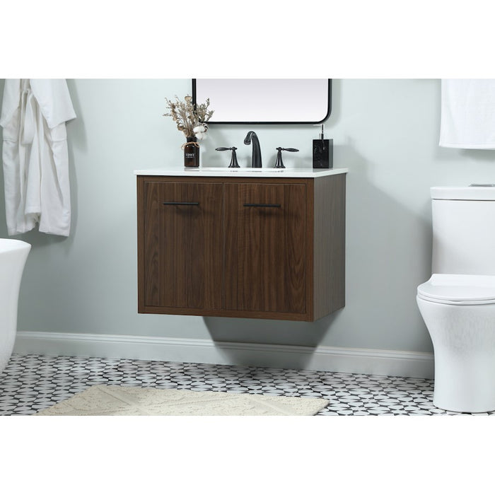 Elegant Kitchen/Bath Cyrus 30" Single Bathroom Vanity, Walnut