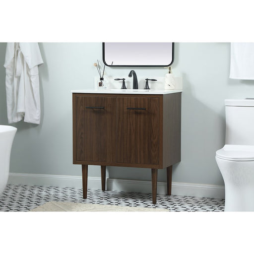 Elegant Cyrus 30" Single Bathroom Vanity, Walnut/Backsplash