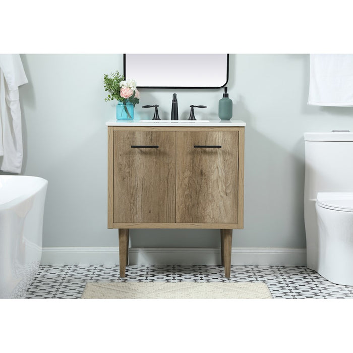 Elegant Kitchen/Bath Cyrus 30" Single Bathroom Vanity, Natural Oak