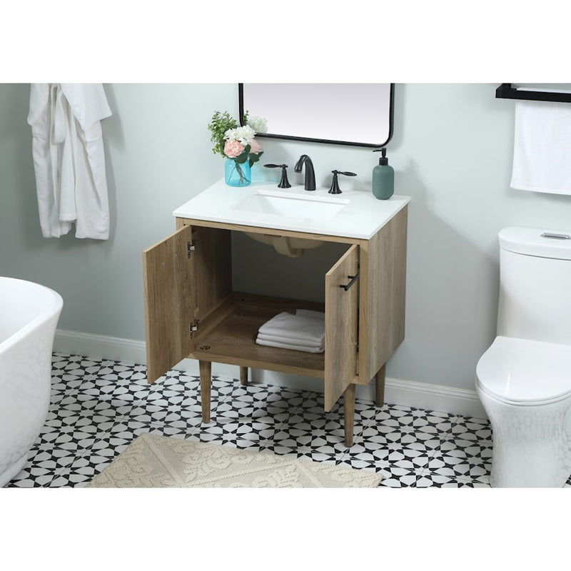 Elegant Kitchen/Bath Cyrus 30" Single Bathroom Vanity, Natural Oak