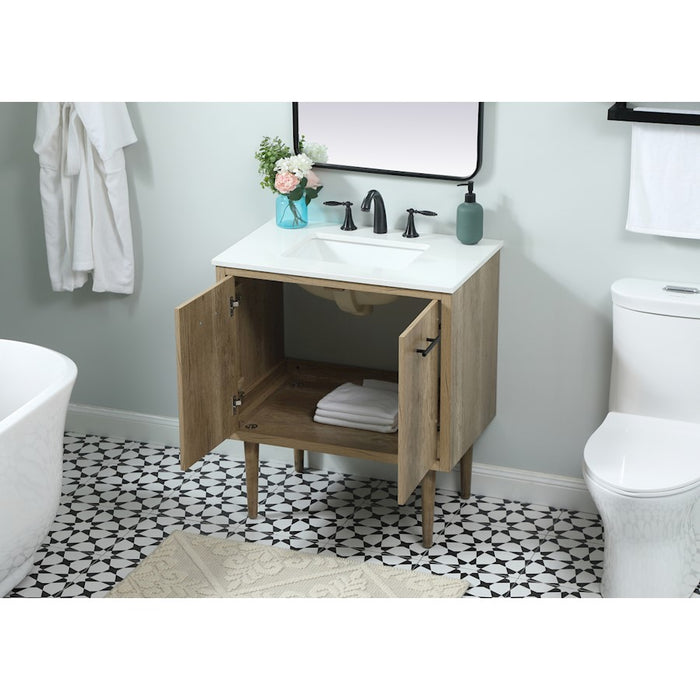 Elegant Kitchen/Bath Cyrus 30" Single Bathroom Vanity, Natural Oak