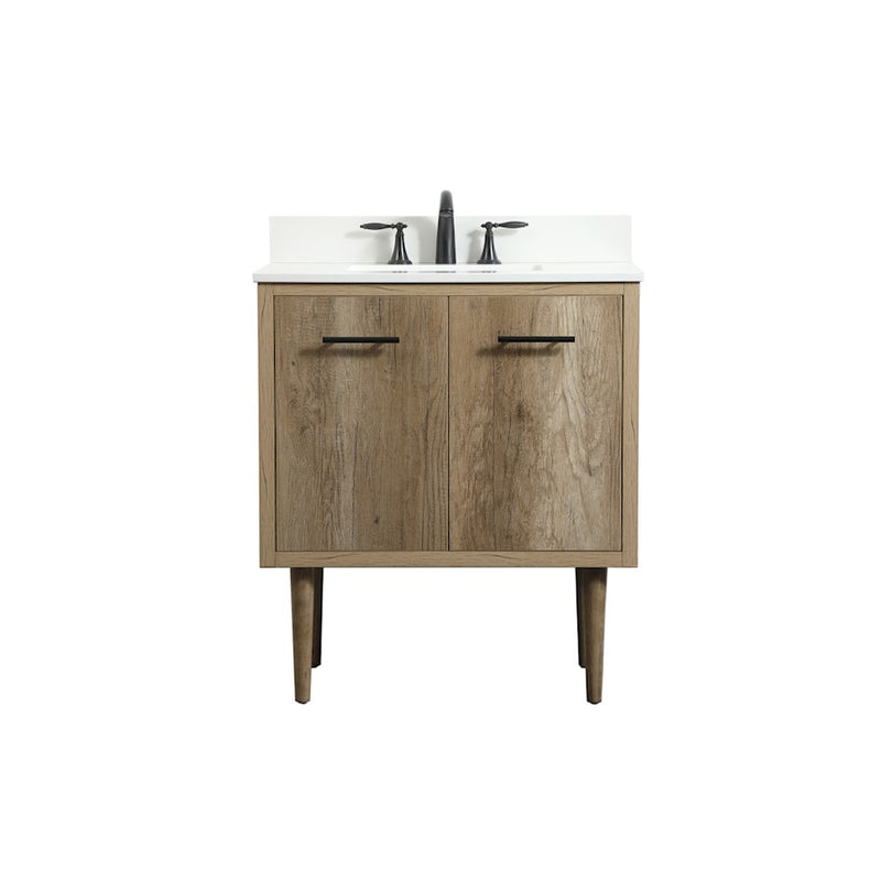 Elegant Cyrus 30" Single Bathroom Vanity, Natural Oak/Backsplash - VF48030NT-BS