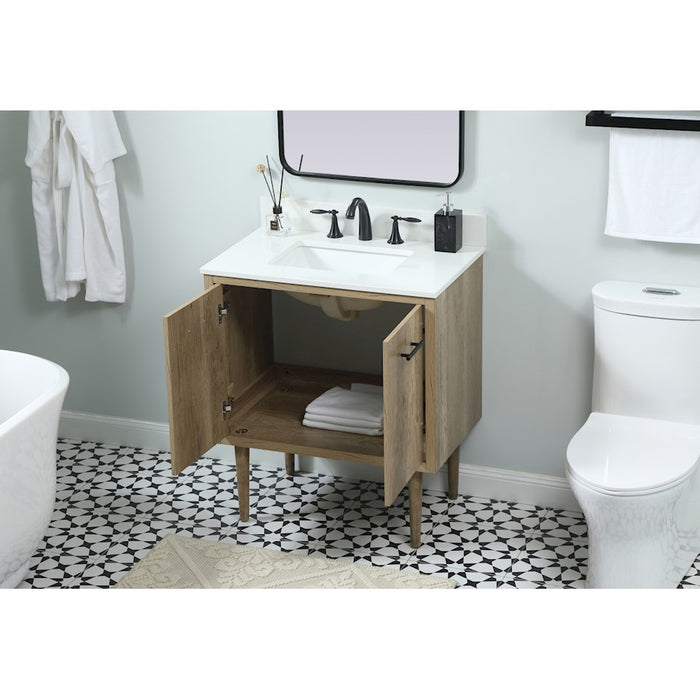 Elegant Cyrus 30" Single Bathroom Vanity, Natural Oak/Backsplash
