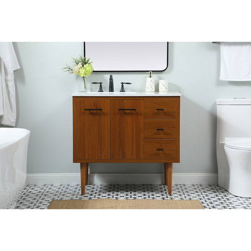 Elegant Kitchen/Bath Cyrus 36" Single Bathroom Vanity, Teak