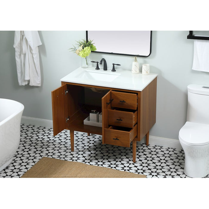 Elegant Kitchen/Bath Cyrus 36" Single Bathroom Vanity, Teak