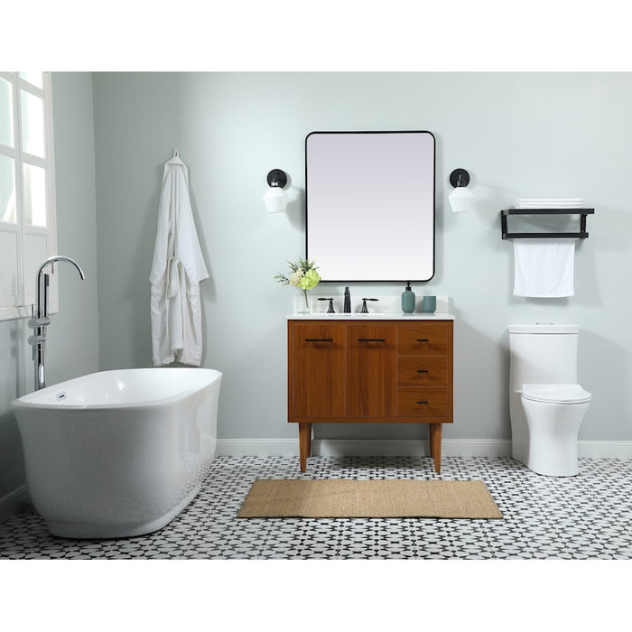 Elegant Kitchen/Bath Cyrus 36" Single Bathroom Vanity, Teak