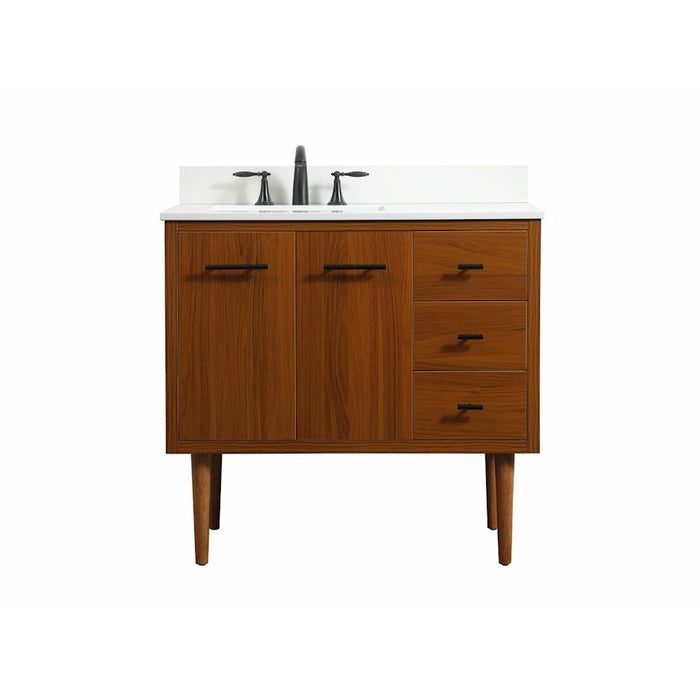 Elegant Cyrus 36" Single Bathroom Vanity, Teak/Backsplash - VF48036MTK-BS