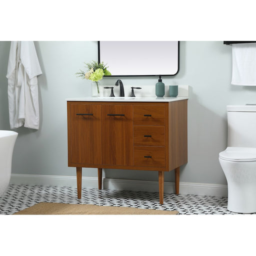 Elegant Cyrus 36" Single Bathroom Vanity, Teak/Backsplash