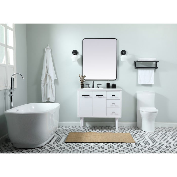 Elegant Cyrus 36" Single Bathroom Vanity, Teak/Backsplash
