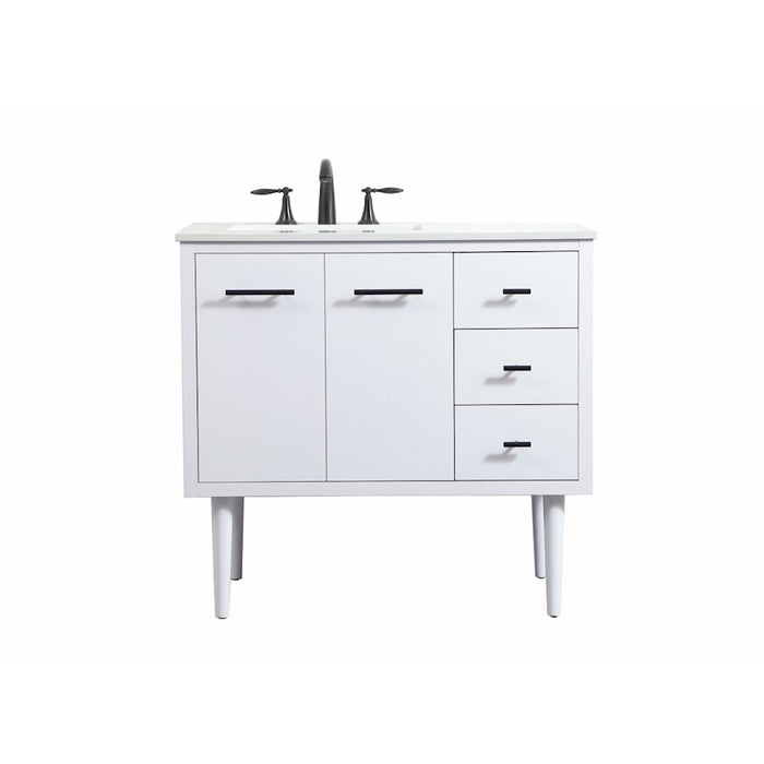 Elegant Kitchen/Bath Cyrus 36" Single Bathroom Vanity, White - VF48036MWH