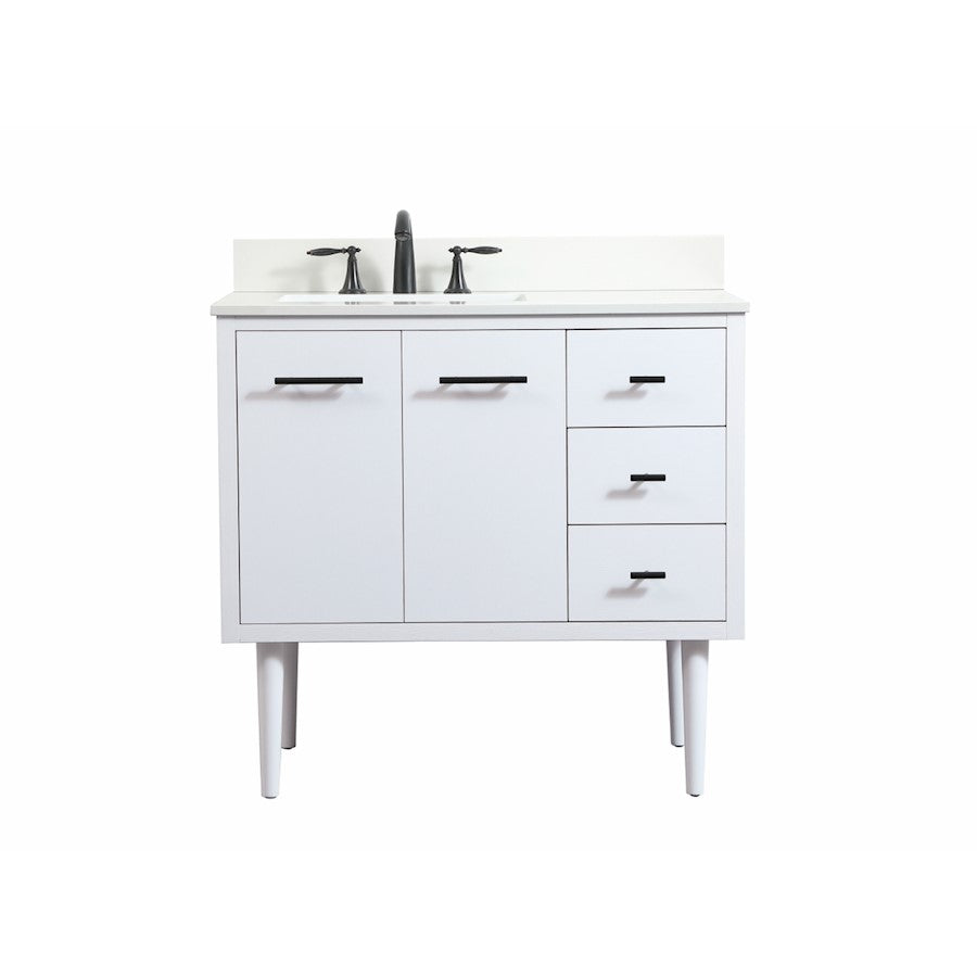 Elegant Cyrus 36" Single Bathroom Vanity, White/Backsplash - VF48036MWH-BS