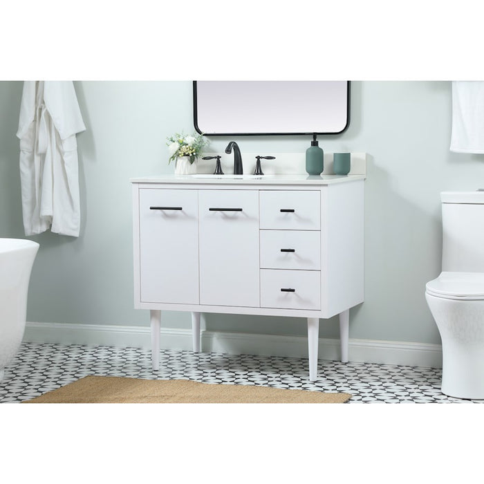 Elegant Cyrus 36" Single Bathroom Vanity, White/Backsplash