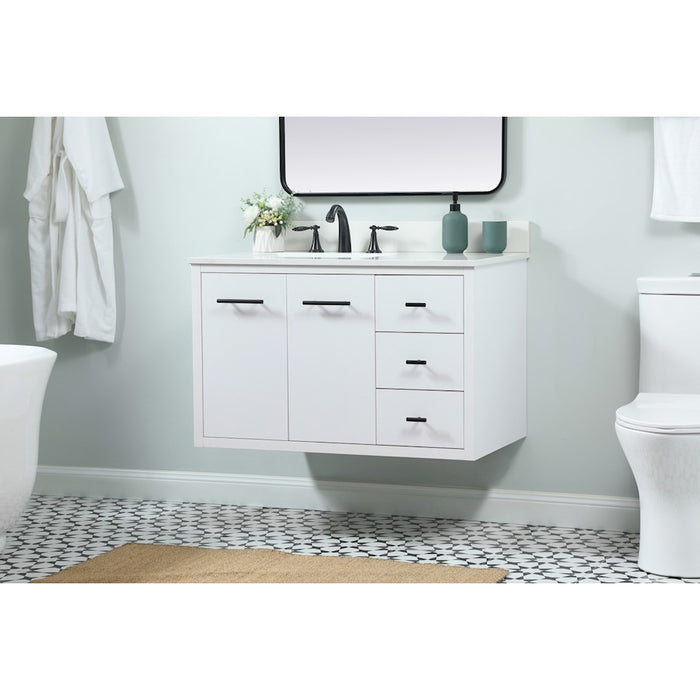 Elegant Cyrus 36" Single Bathroom Vanity, White/Backsplash