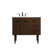 Elegant Kitchen/Bath Cyrus 36" Single Bathroom Vanity, Walnut - VF48036MWT