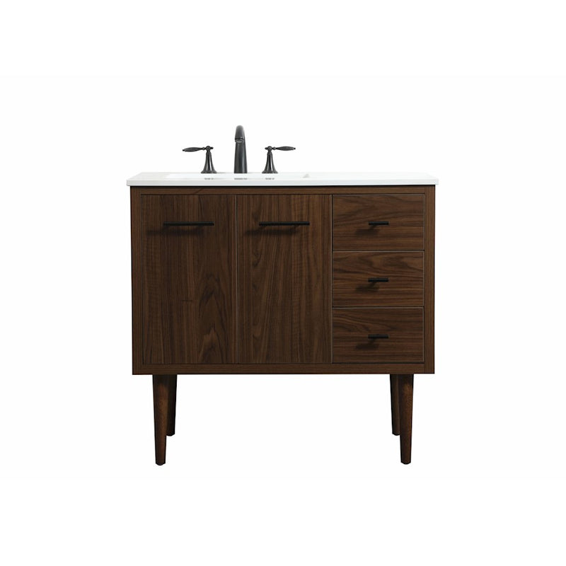 Elegant Kitchen/Bath Cyrus 36" Single Bathroom Vanity, Walnut - VF48036MWT