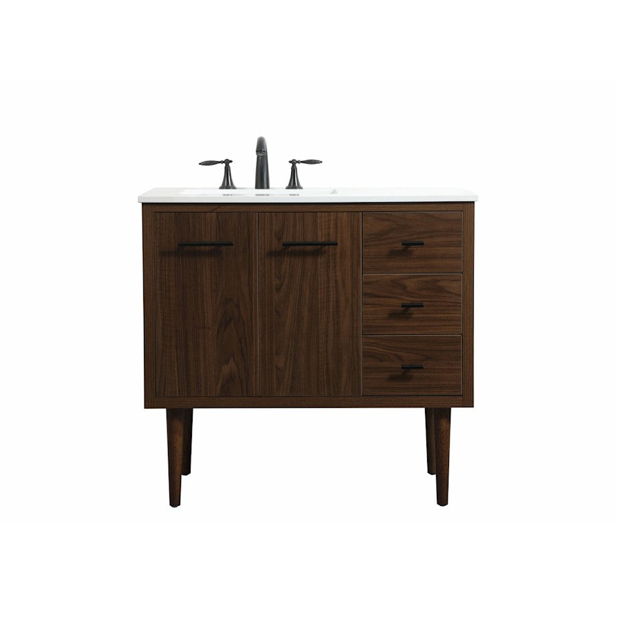 Elegant Kitchen/Bath Cyrus 36" Single Bathroom Vanity, Walnut - VF48036MWT
