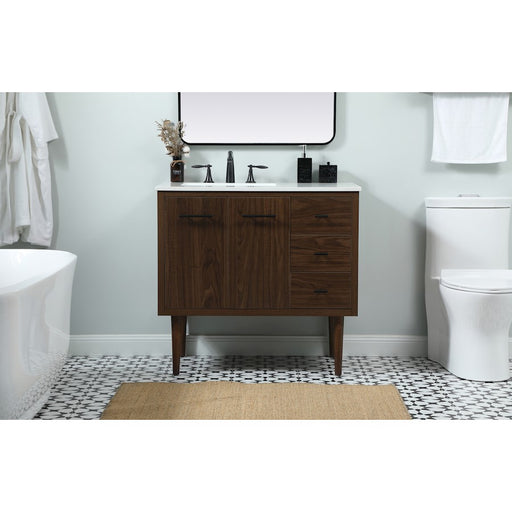 Elegant Kitchen/Bath Cyrus 36" Single Bathroom Vanity, Walnut