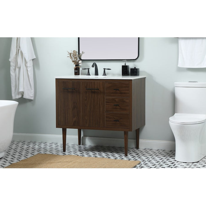 Elegant Kitchen/Bath Cyrus 36" Single Bathroom Vanity, Walnut