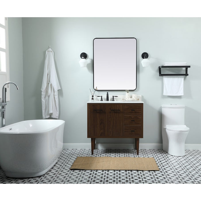 Elegant Kitchen/Bath Cyrus 36" Single Bathroom Vanity, Walnut
