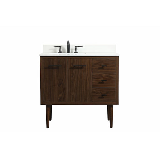 Elegant Cyrus 36" Single Bathroom Vanity, Walnut/Backsplash - VF48036MWT-BS