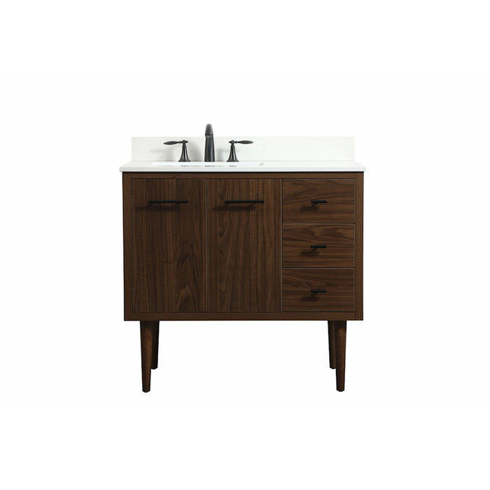 Elegant Cyrus 36" Single Bathroom Vanity, Walnut/Backsplash - VF48036MWT-BS