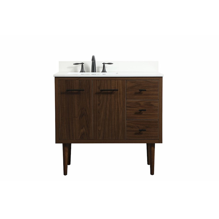 Elegant Cyrus 36" Single Bathroom Vanity, Walnut/Backsplash - VF48036MWT-BS
