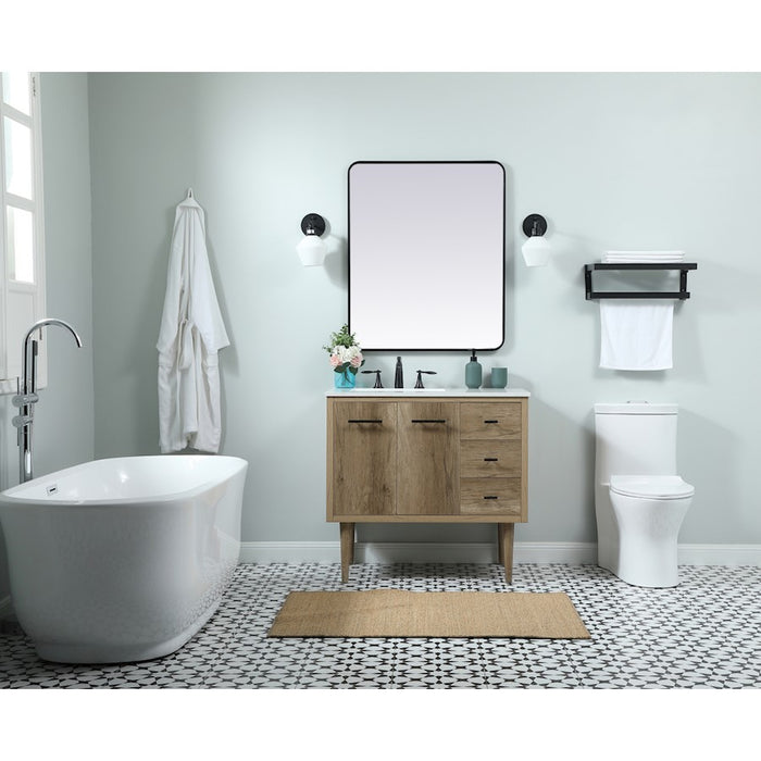 Elegant Cyrus 36" Single Bathroom Vanity, Walnut/Backsplash
