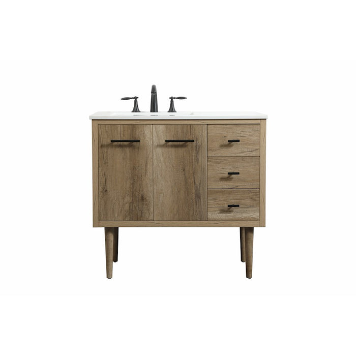 Elegant Kitchen/Bath Cyrus 36" Single Bathroom Vanity, Natural Oak - VF48036NT